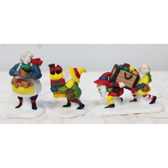 VTG 3 Pc Dept 56 Heritage Village Toymaker Elves 5602-2 Porcelain Figurines - Picture 5 of 11